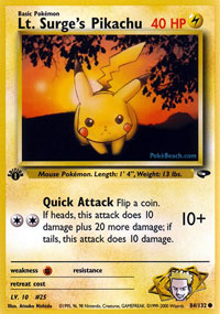 Lt. Surge's Pikachu (Gym Challenge) Light Play Unlimited