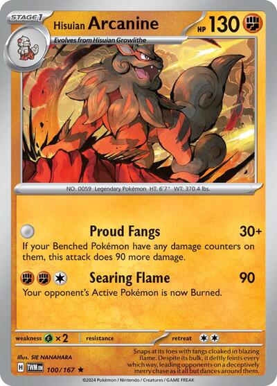 Hisuian Arcanine (SV06: Twilight Masquerade) Near Mint Reverse Holofoil - Nick Nack's Full Frontal Attack