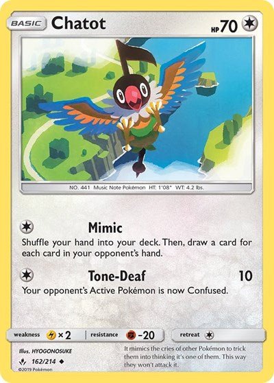 Chatot (SM - Unbroken Bonds) Near Mint - Nick Nack's Full Frontal Attack