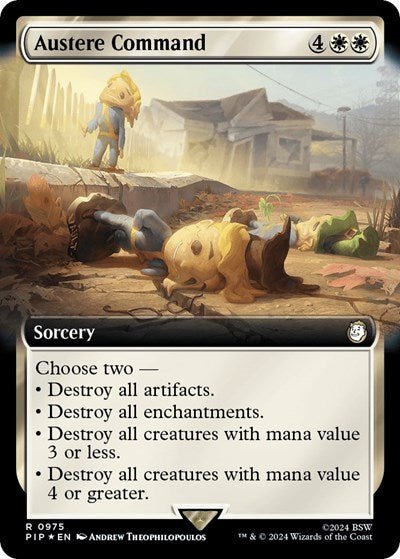 Austere Command (Extended Art) (Surge Foil) (Universes Beyond: Fallout) Near Mint Foil - Nick Nack's Full Frontal Attack