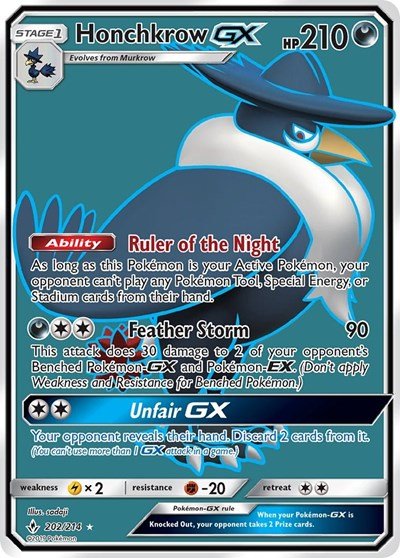 Honchkrow GX (Full Art) (SM - Unbroken Bonds) Near Mint Holofoil - Nick Nack's Full Frontal Attack