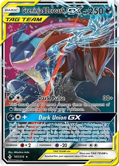 Greninja & Zoroark GX (SM - Unbroken Bonds) Near Mint Holofoil - Nick Nack's Full Frontal Attack
