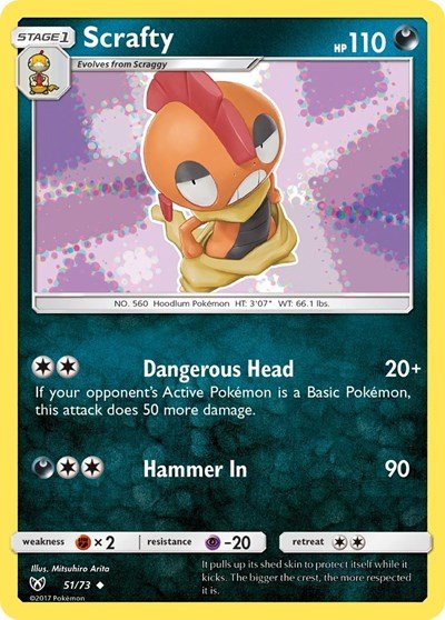 Scrafty (Shining Legends) Near Mint - Nick Nack's Full Frontal Attack