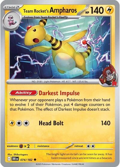 Team Rocket's Ampharos (SV10: Destined Rivals) Near Mint - Nick Nack's Full Frontal Attack