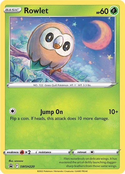 Rowlet - SWSH220 (SWSH: Sword & Shield Promo Cards) Near Mint Holofoil