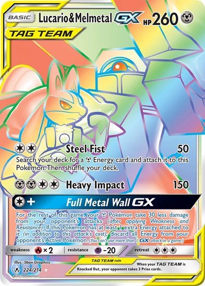 Lucario & Melmetal GX (Secret) (SM - Unbroken Bonds) Near Mint Holofoil - Nick Nack's Full Frontal Attack