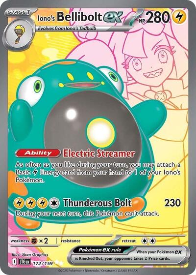 Iono's Bellibolt ex - 172 (SV09: Journey Together) Near Mint Holofoil - Nick Nack's Full Frontal Attack
