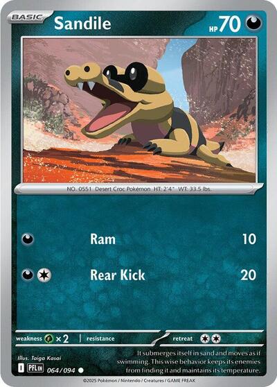 Sandile (ME02: Phantasmal Flames) Near Mint Reverse Holofoil - Nick Nack's Full Frontal Attack