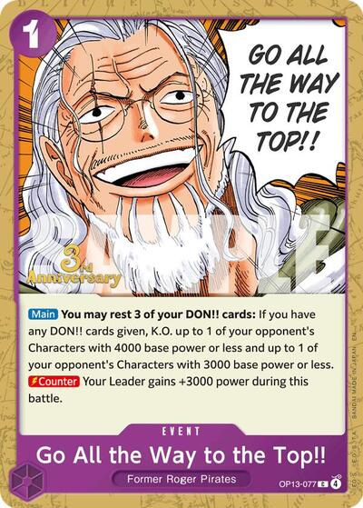 Go All the Way to the Top!! (Carrying On His Will: 3rd Anniversary Tournament Cards) Near Mint - Nick Nack's Full Frontal Attack
