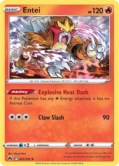 Entei (Crown Zenith) Near Mint Reverse Holofoil
