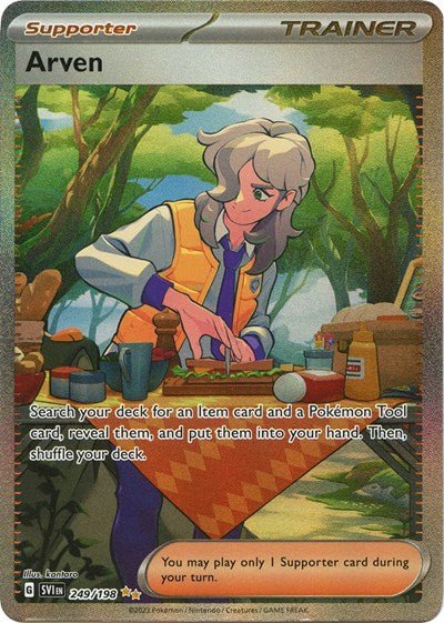 Arven - 249 (Scarlet and Violet: Base Set) Near Mint Holofoil - Nick Nack's Full Frontal Attack
