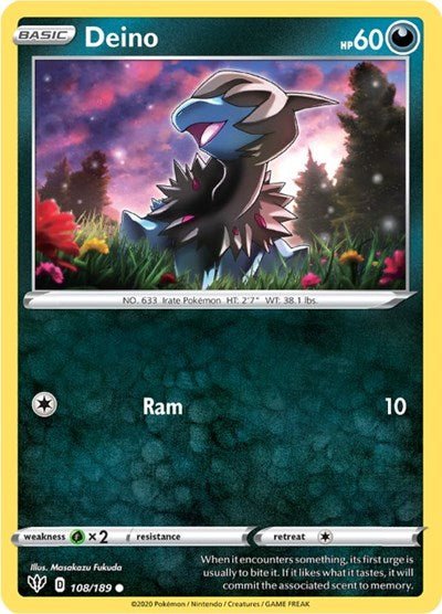 Deino (SWSH03: Darkness Ablaze) Light Play - Nick Nack's Full Frontal Attack