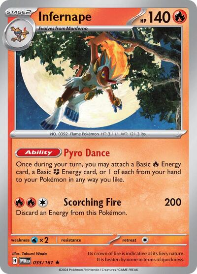 Infernape - 033 (SV06: Twilight Masquerade) Near Mint Reverse Holofoil - Nick Nack's Full Frontal Attack