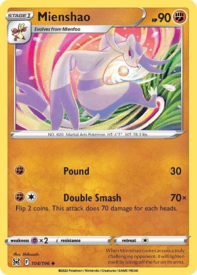 Mienshao (SWSH11: Lost Origin) Near Mint - Nick Nack's Full Frontal Attack
