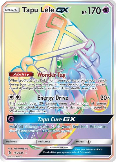 Tapu Lele GX (Secret) (SM - Guardians Rising) Near Mint Holofoil - Nick Nack's Full Frontal Attack