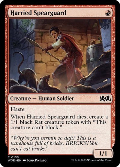 Harried Spearguard (Wilds of Eldraine) Near Mint - Nick Nack's Full Frontal Attack