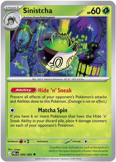 Sinistcha (ME05: Pitch Black) Near Mint Reverse Holofoil - Nick Nack's Full Frontal Attack