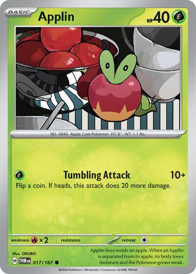 Applin - 017 (SV06: Twilight Masquerade) Near Mint - Nick Nack's Full Frontal Attack