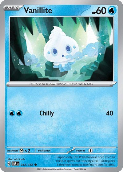 Vanillite (Scarlet and Violet: Paradox Rift) Near Mint Reverse Holofoil - Nick Nack's Full Frontal Attack