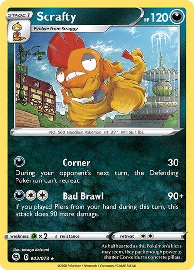Scrafty (Champion's Path) Near Mint Holofoil - Nick Nack's Full Frontal Attack