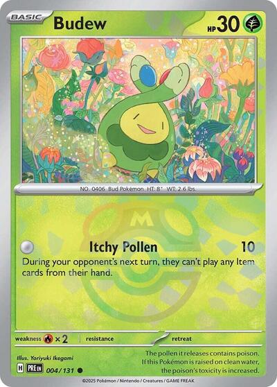 Budew (Master Ball Pattern) (SV: Prismatic Evolutions) Near Mint Holofoil - Nick Nack's Full Frontal Attack