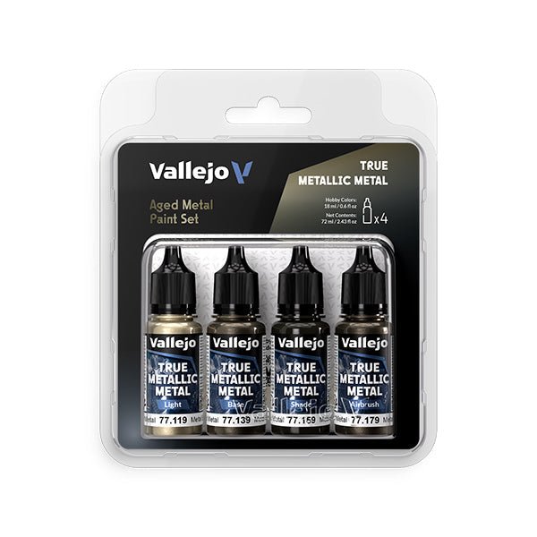 Vallejo True Metallic Metal Set: Aged Metal (4 Color Set) 18 ml. - Nick Nack's Full Frontal Attack