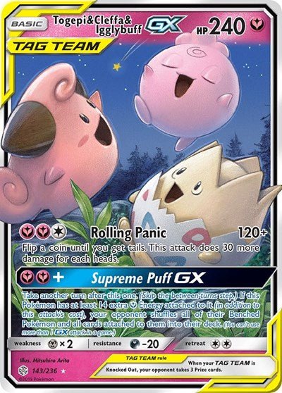Togepi & Cleffa & Igglybuff GX (SM - Cosmic Eclipse) Near Mint Holofoil - Nick Nack's Full Frontal Attack