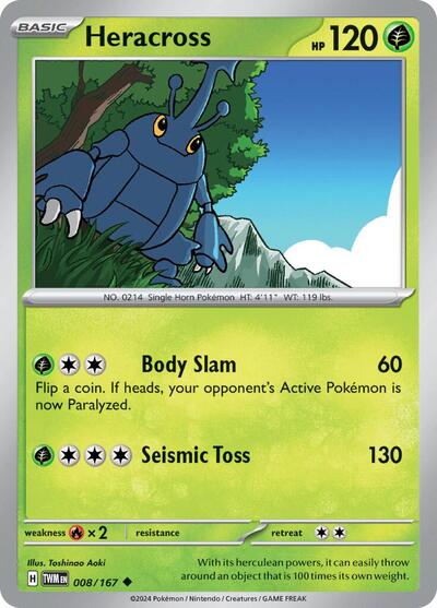 Heracross (SV06: Twilight Masquerade) Near Mint Reverse Holofoil - Nick Nack's Full Frontal Attack