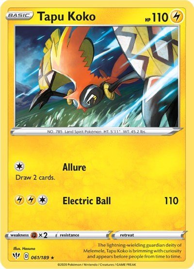 Tapu Koko (SWSH03: Darkness Ablaze) Near Mint Holofoil - Nick Nack's Full Frontal Attack