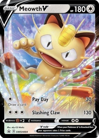 Meowth V - SWSH004 (SWSH: Sword & Shield Promo Cards) Near Mint Holofoil