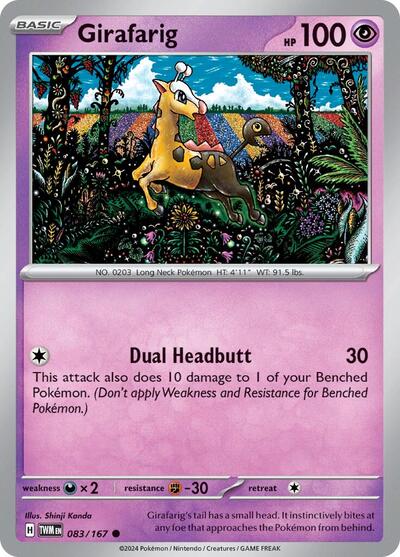 Girafarig (SV06: Twilight Masquerade) Near Mint - Nick Nack's Full Frontal Attack