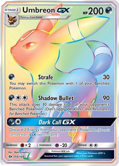 Umbreon GX (Secret) (SM Base Set) Near Mint Holofoil - Nick Nack's Full Frontal Attack