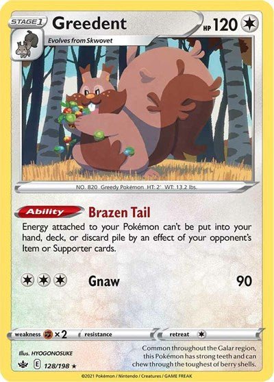 Greedent (SWSH06: Chilling Reign) Near Mint Holofoil - Nick Nack's Full Frontal Attack