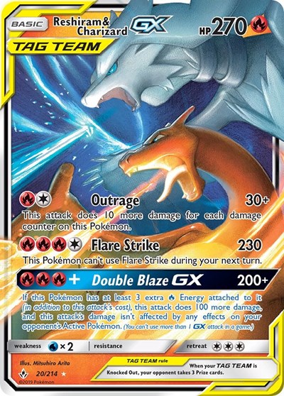 Reshiram & Charizard GX (SM - Unbroken Bonds) Near Mint Holofoil