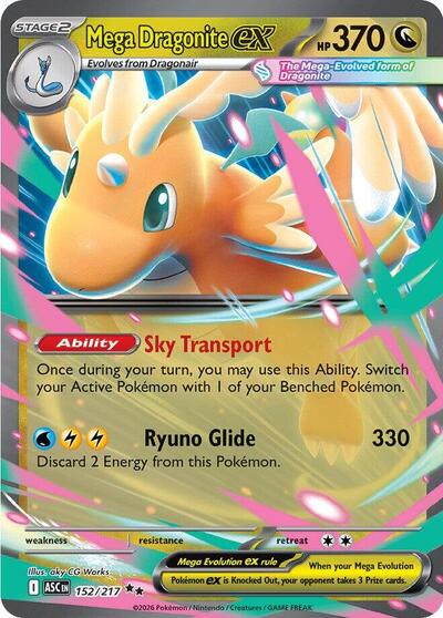Mega Dragonite ex - 152 (ME: Ascended Heroes) Near Mint Holofoil - Nick Nack's Full Frontal Attack