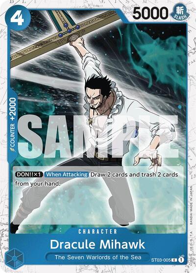 Dracule Mihawk (ST03 - 005) (Jolly Roger Foil) (Premium Booster) Near Mint Foil - Nick Nack's Full Frontal Attack