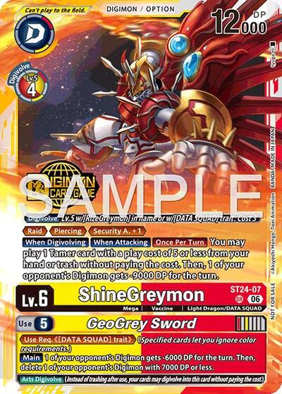 ShineGreymon // GeoGrey Sword (Welcome Tamers Pack Vol.2) (Starter Deck 24: Data Squad Release Event Cards) Near Mint Foil - Nick Nack's Full Frontal Attack