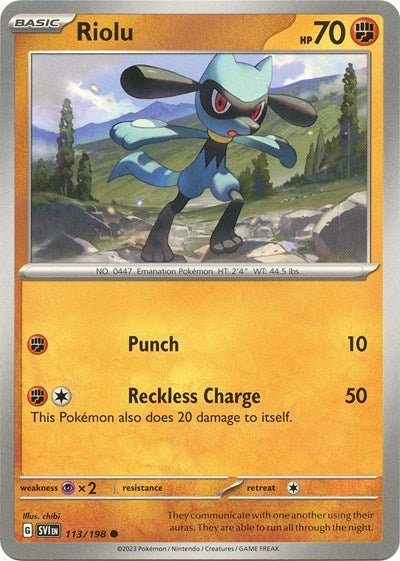 Riolu - 113 (Scarlet and Violet: Base Set) Near Mint - Nick Nack's Full Frontal Attack