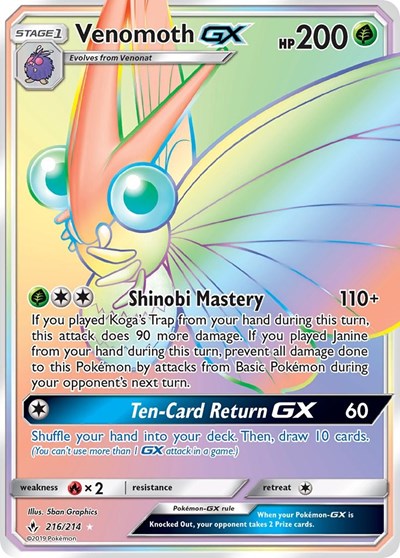 Venomoth GX (Secret) (SM - Unbroken Bonds) Near Mint Holofoil