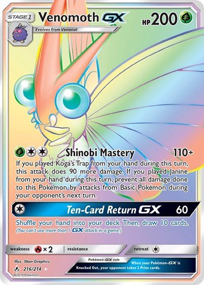 Venomoth GX (Secret) (SM - Unbroken Bonds) Near Mint Holofoil - Nick Nack's Full Frontal Attack