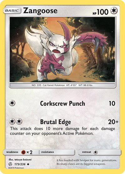 Zangoose (SM - Cosmic Eclipse) Light Play - Nick Nack's Full Frontal Attack