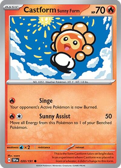 Castform Sunny Form - 020 (SV08: Surging Sparks) Near Mint