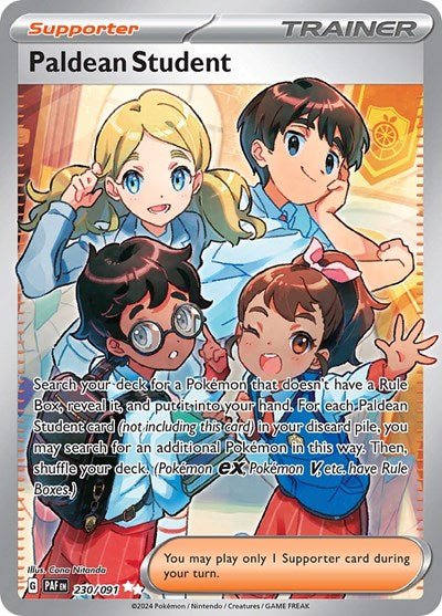 Paldean Student - 230 (SV: Paldean Fates) Near Mint Holofoil - Nick Nack's Full Frontal Attack