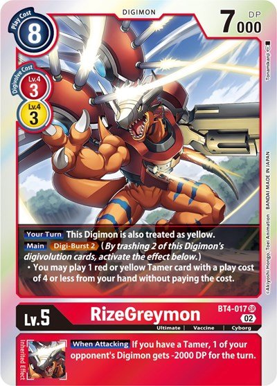 RizeGreymon BT4 - 017 (Resurgence Booster Reprint) (Resurgence Booster) Near Mint Foil - Nick Nack's Full Frontal Attack