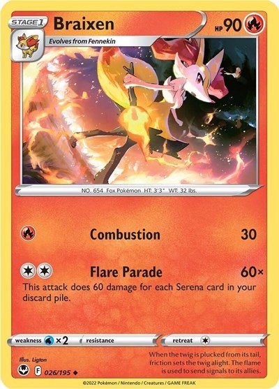 Braixen (SWSH12: Silver Tempest) Near Mint - Nick Nack's Full Frontal Attack