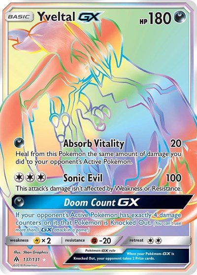 Yveltal GX (Secret) (SM - Forbidden Light) Near Mint Holofoil - Nick Nack's Full Frontal Attack