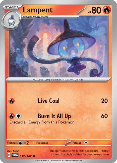 Lampent (SV06: Twilight Masquerade) Near Mint Reverse Holofoil - Nick Nack's Full Frontal Attack