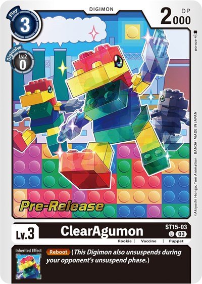 ClearAgumon (Starter Deck 15: Dragon of Courage Pre - Release Cards) Near Mint Foil - Nick Nack's Full Frontal Attack