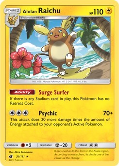 Alolan Raichu - 31/111 (SM Crimson Invasion) (Deck Exclusives) Light Play
