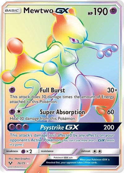 Mewtwo GX (Secret) (Shining Legends) Damaged / Poor Holofoil - Nick Nack's Full Frontal Attack